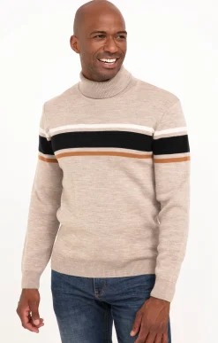 Pull col roulé rayé -