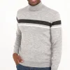 Pull col roulé rayé -