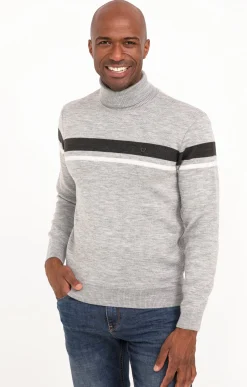Pull col roulé rayé -
