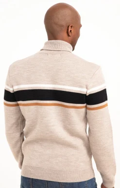 Pull col roulé rayé -
