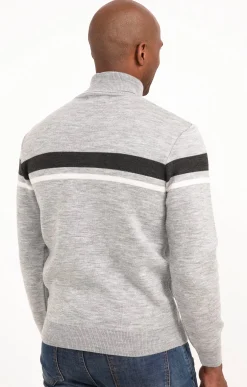 Pull col roulé rayé -