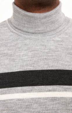 Pull col roulé rayé -