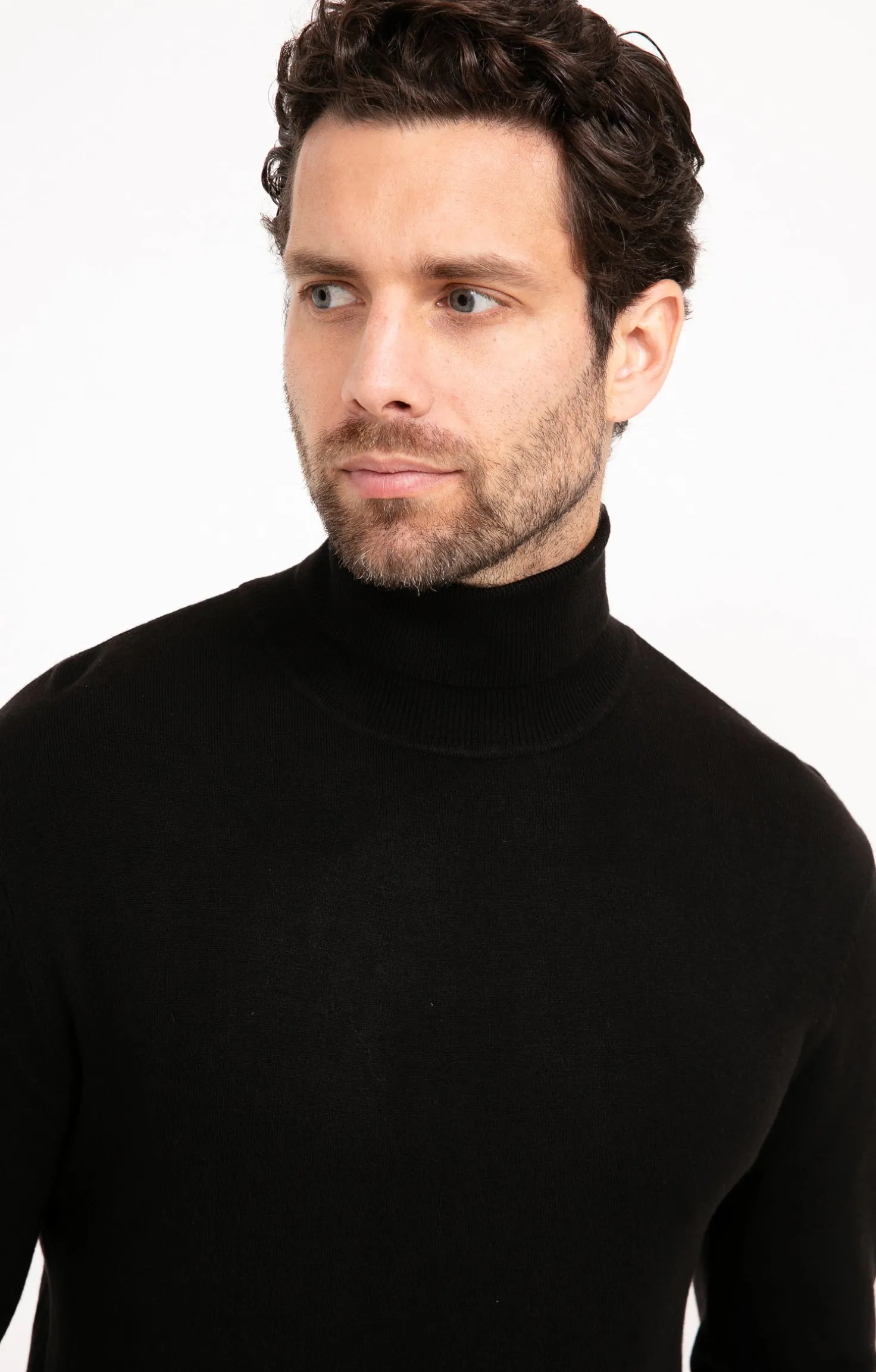 Pull col roulé uni -