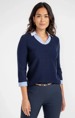 Pull 2-en-1 bicolore avec strass -