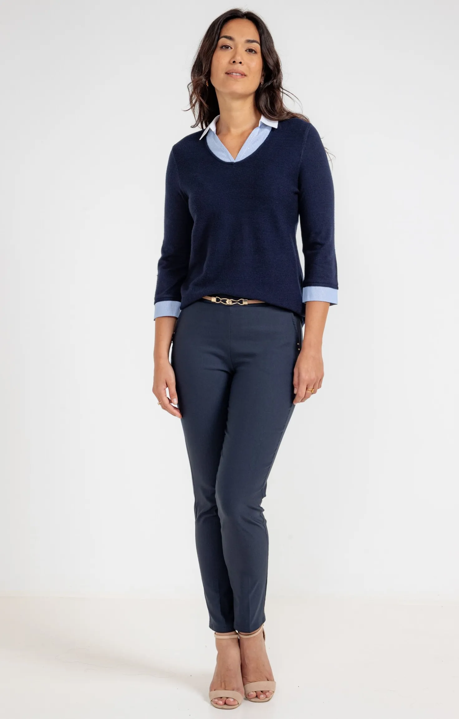 Pull 2-en-1 bicolore avec strass -