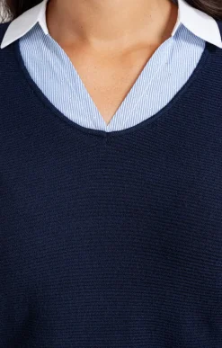 Pull 2-en-1 bicolore avec strass -