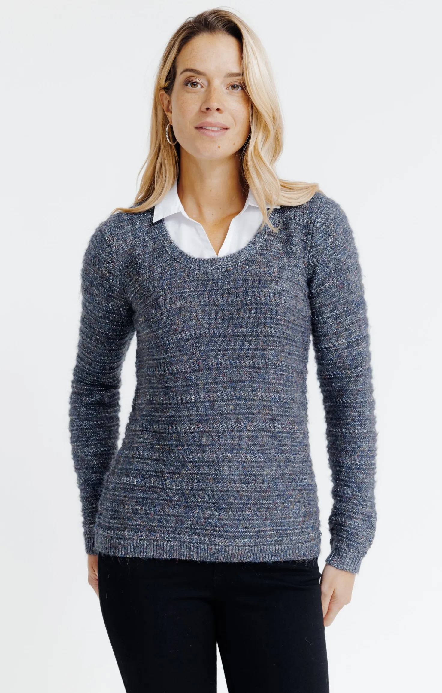 Pull 2-en-1 col chemise -