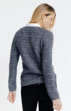 Pull 2-en-1 col chemise -