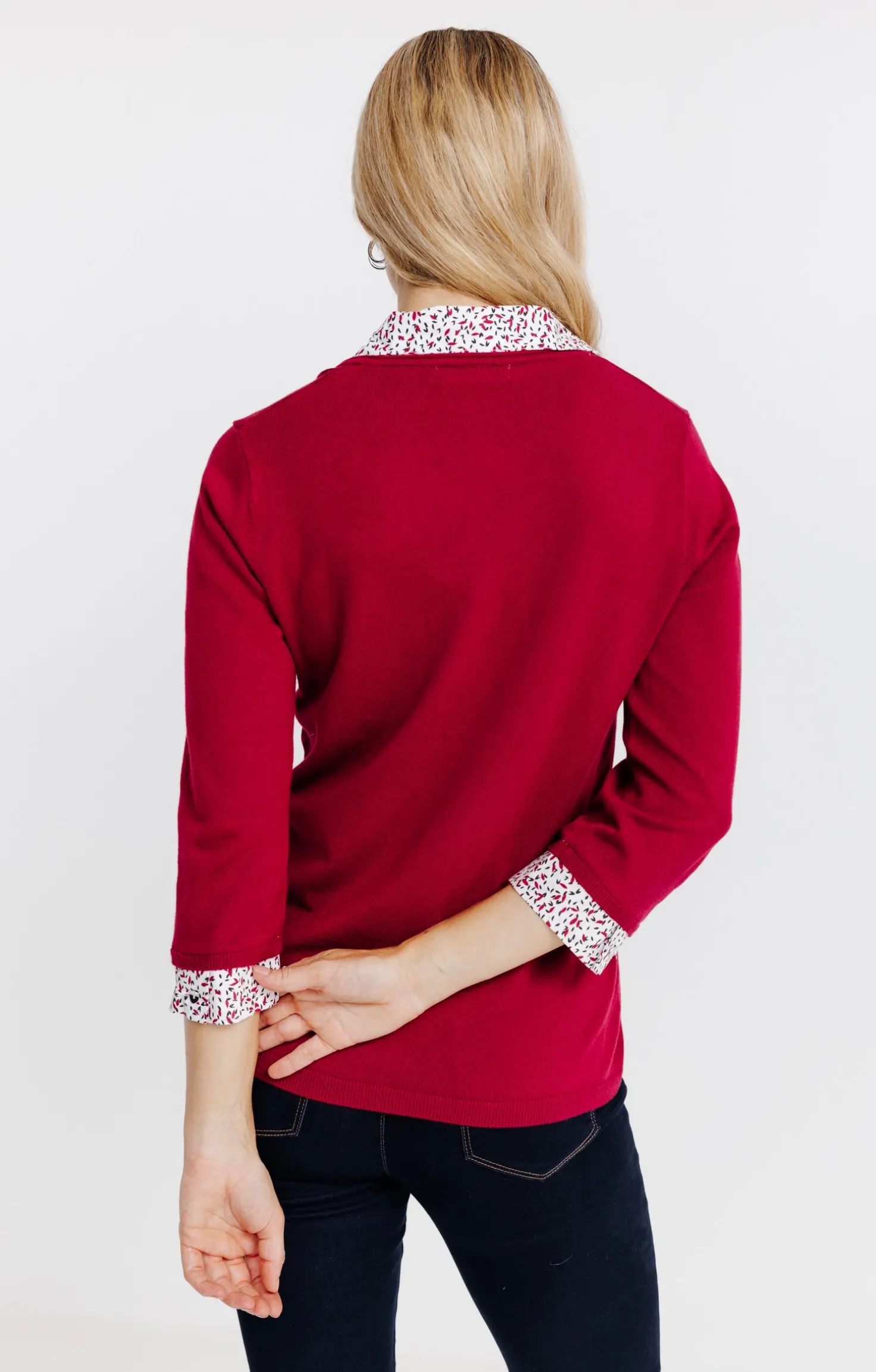Pull 2-en-1 col chemise -