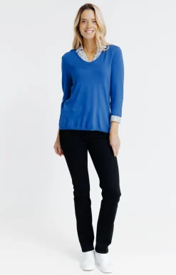 Pull 2-en-1 col chemise -