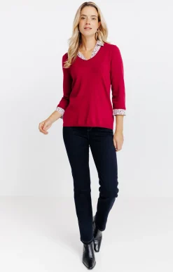 Pull 2-en-1 col chemise -