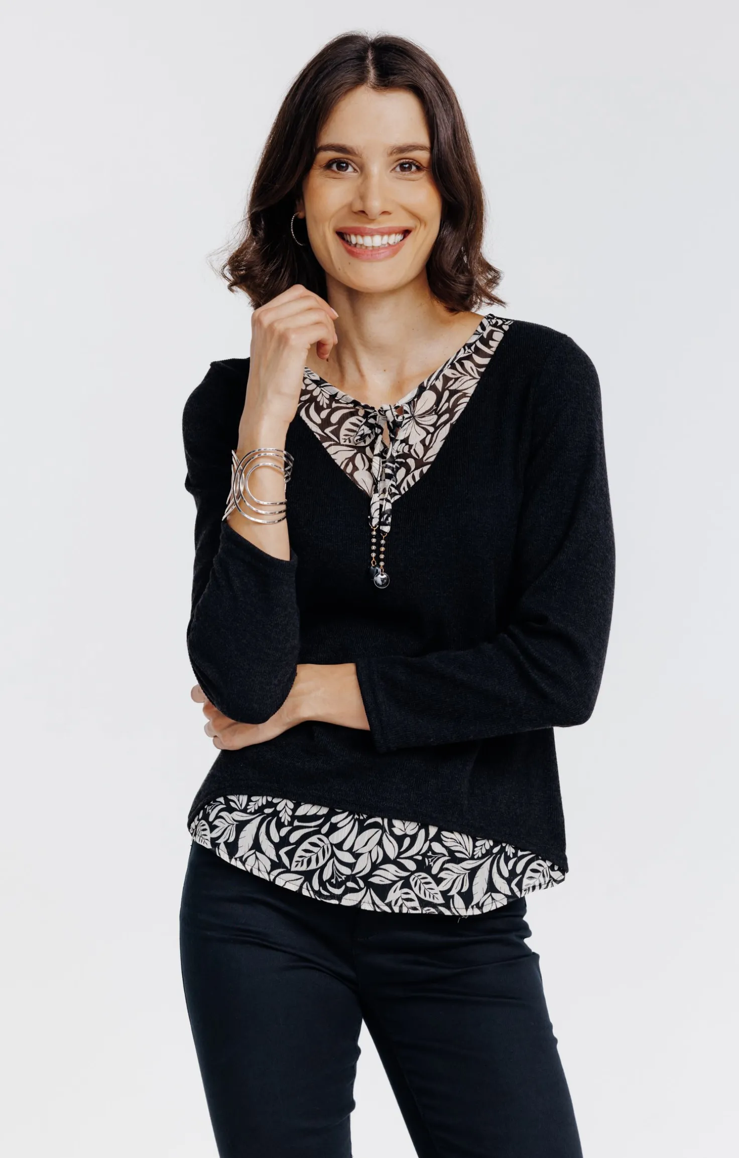 Pull 2-en-1 pampilles et perles -