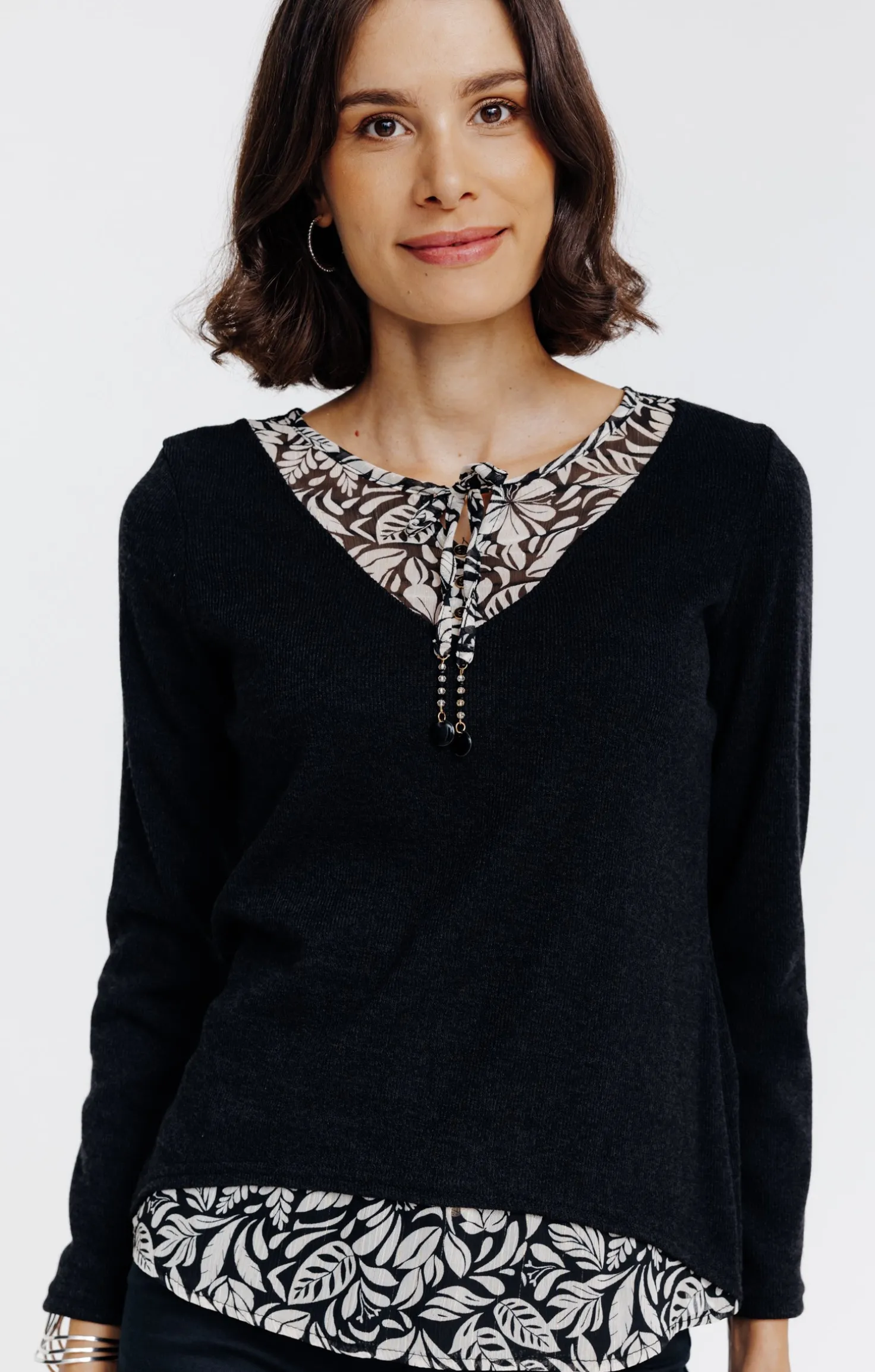 Pull 2-en-1 pampilles et perles -
