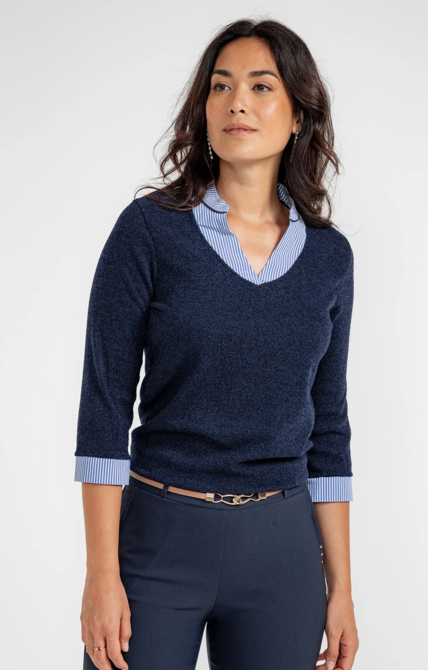 Pull 2-en-1 rayé -