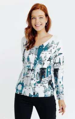Pull imprimé chat -