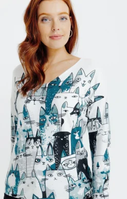 Pull imprimé chat -