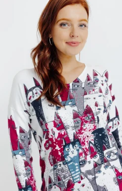 Pull imprimé chat -