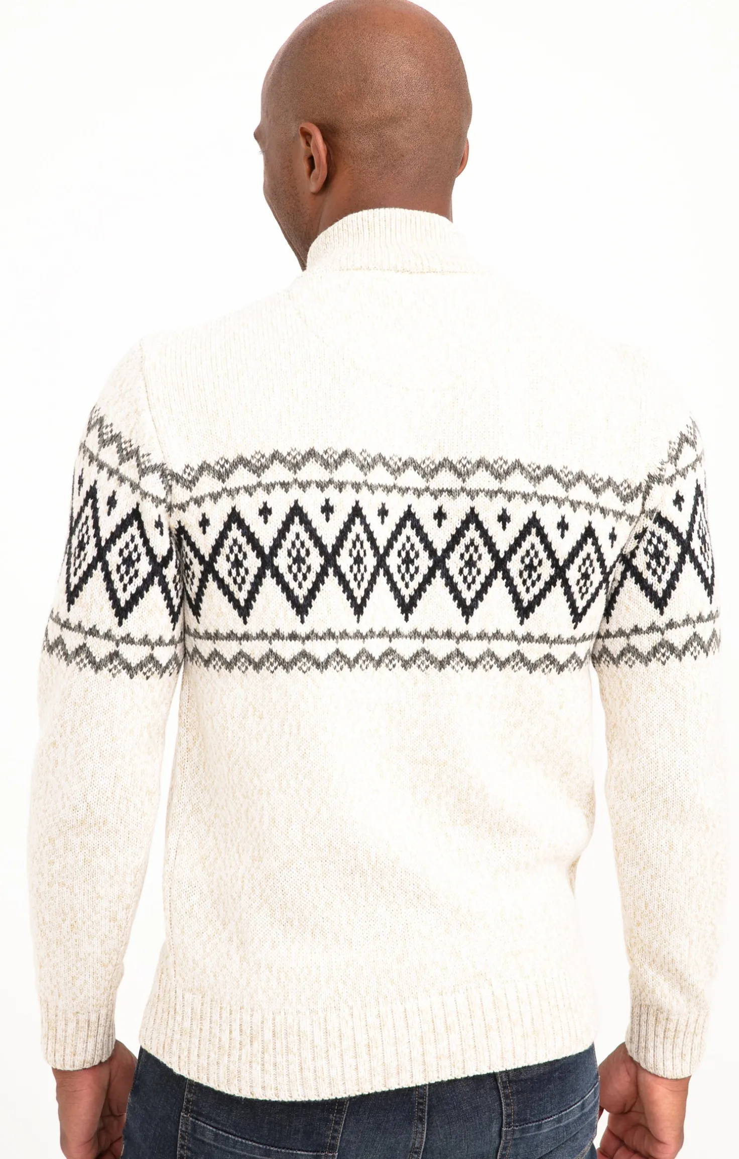 Pull jacquard col montant -