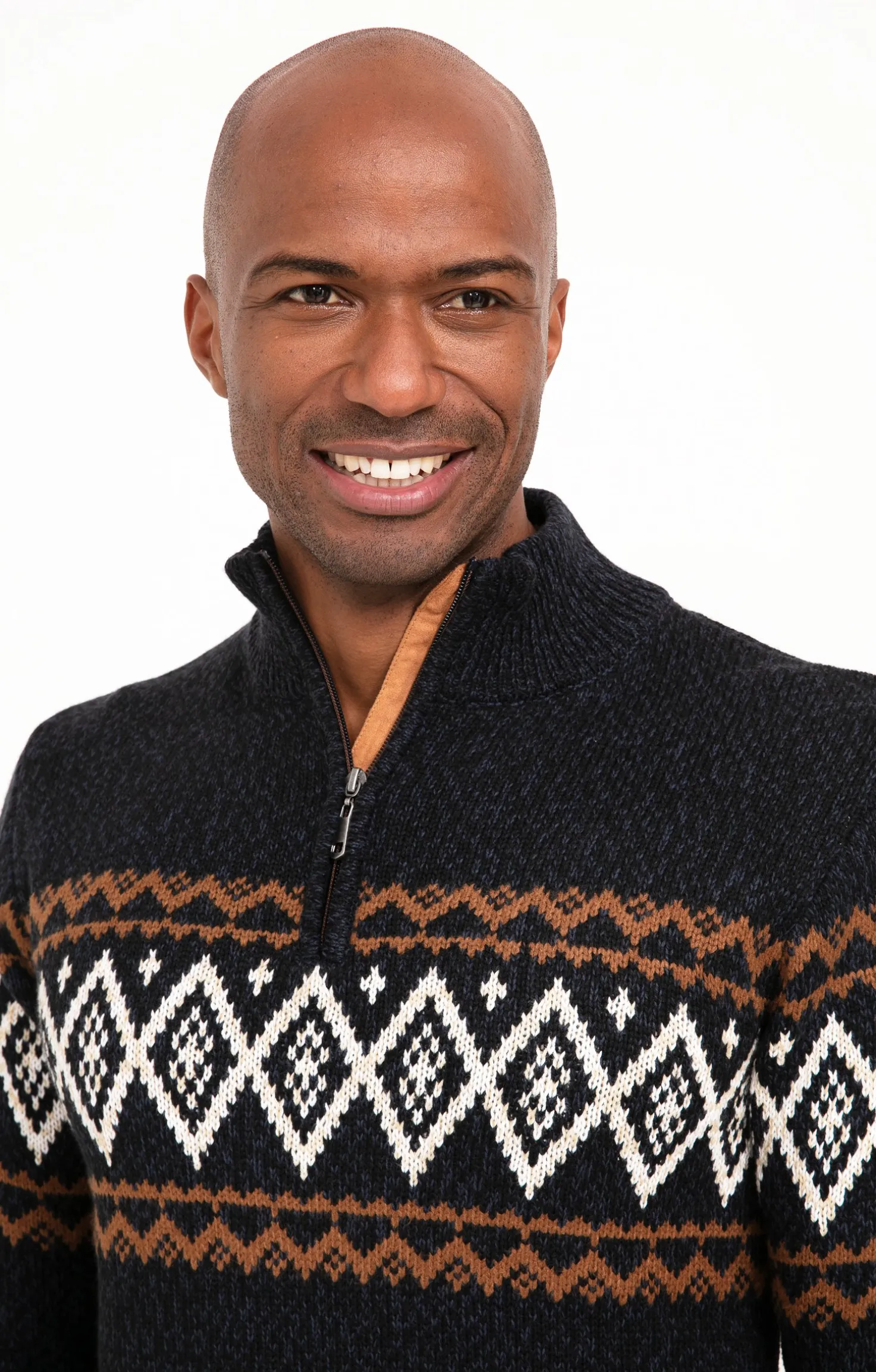 Pull jacquard col montant -