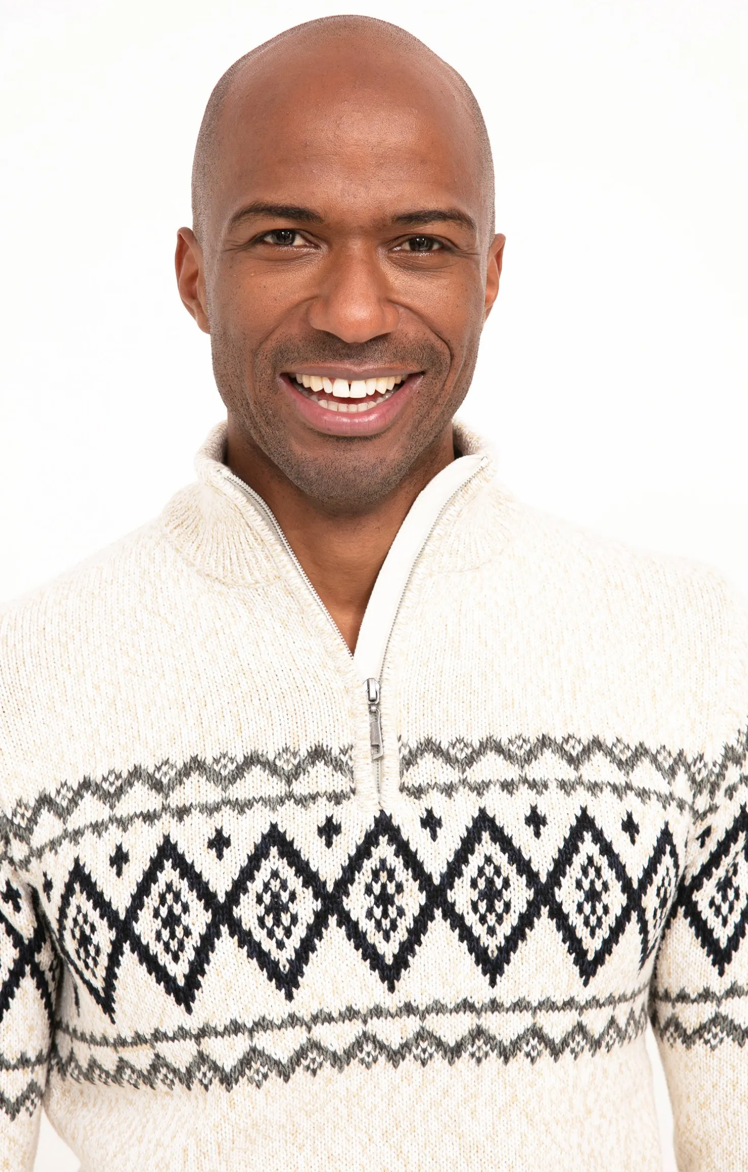 Pull jacquard col montant -