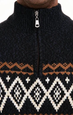 Pull jacquard col montant -