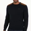 Pull uni empiècement suèdine -