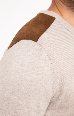 Pull uni empiècement suèdine -