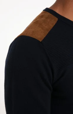 Pull uni empiècement suèdine -