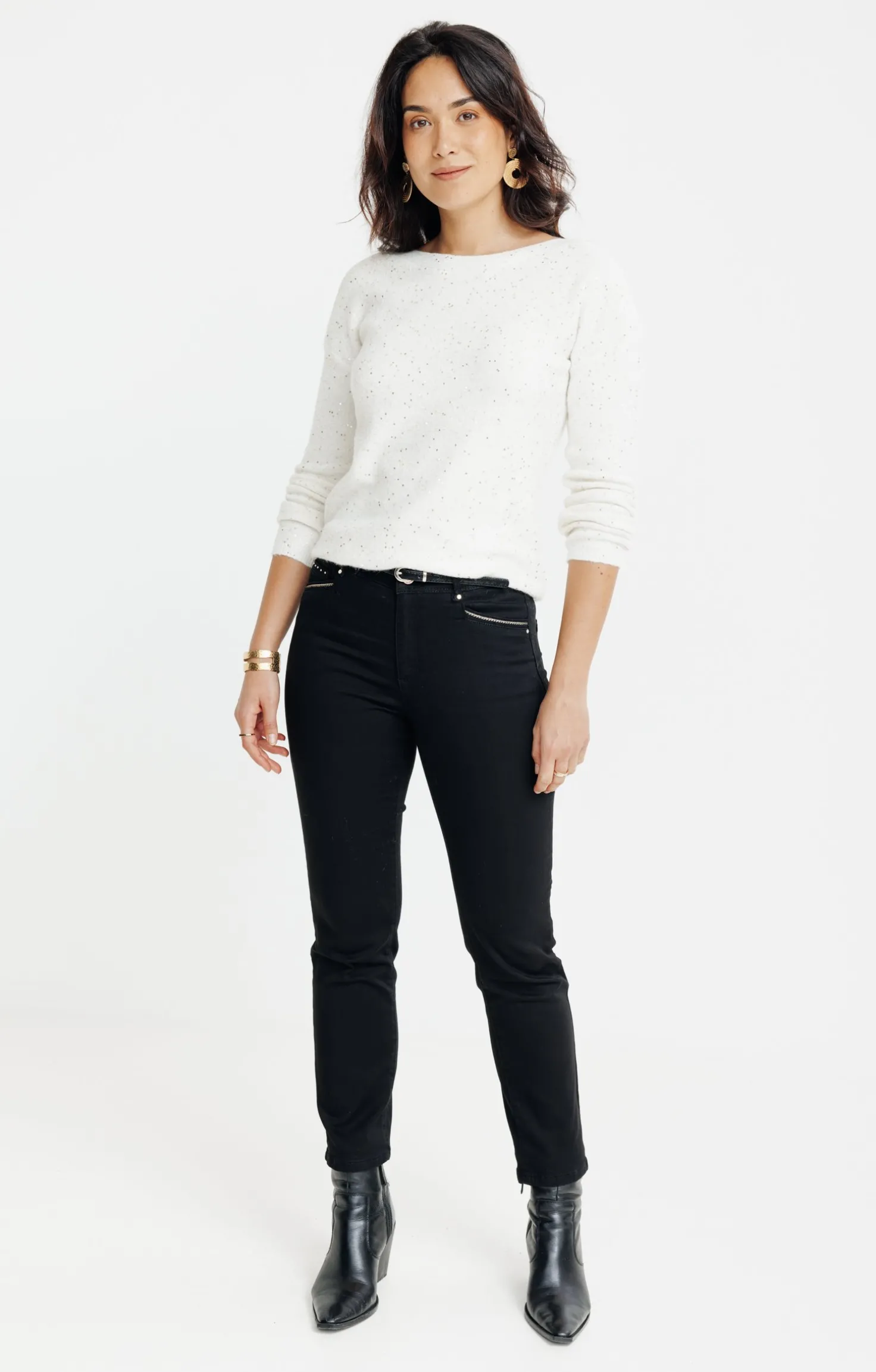 Pull uni paillettes -