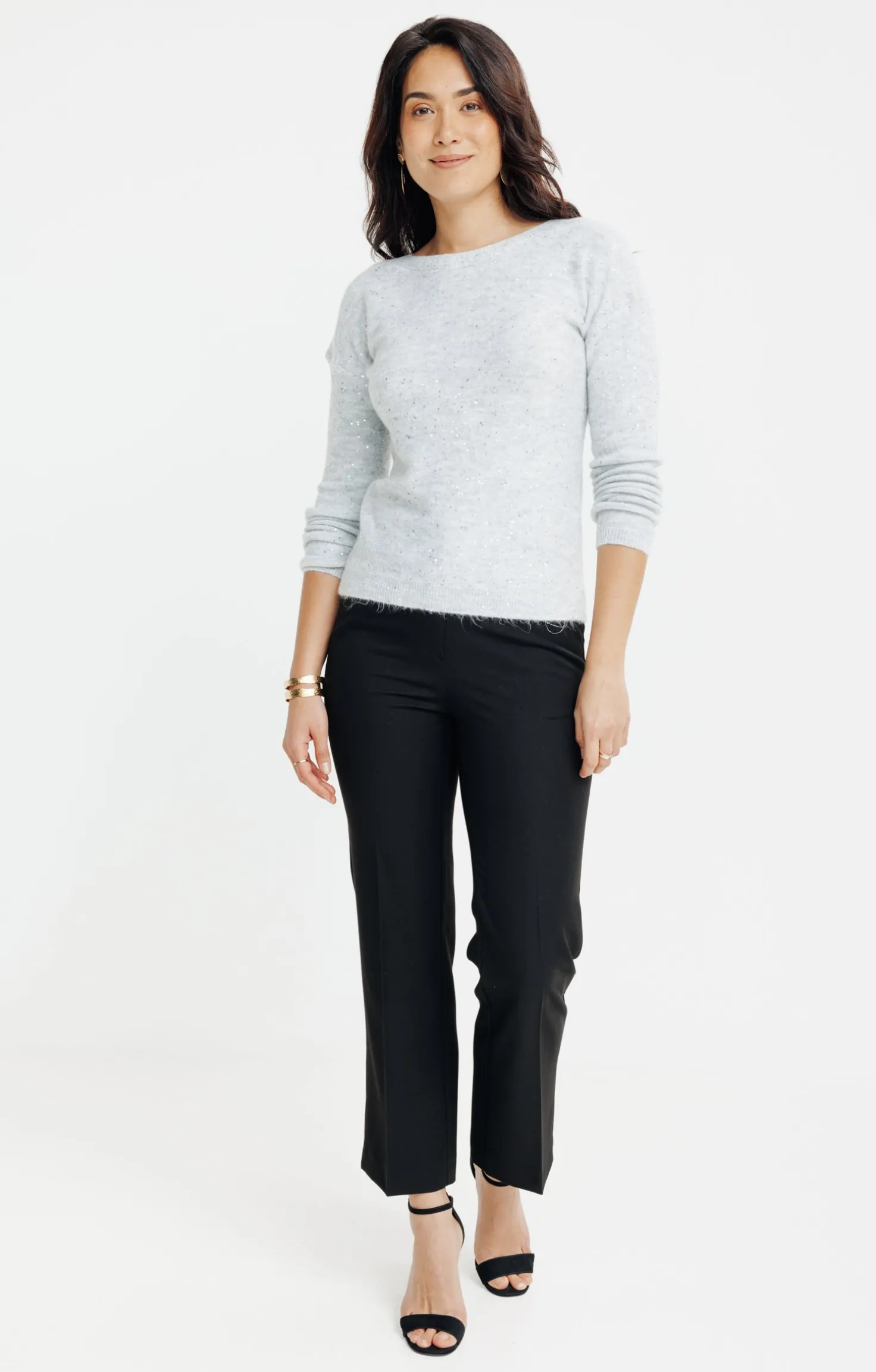 Pull uni paillettes -