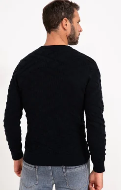 Pull uni tricotage fantaisie -