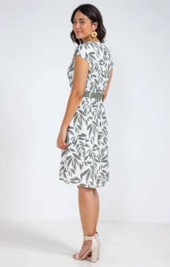 Robe à ceinture raphia -