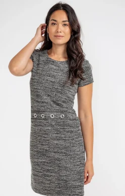 ROBE DROITE EN MAILLE TWEED -
