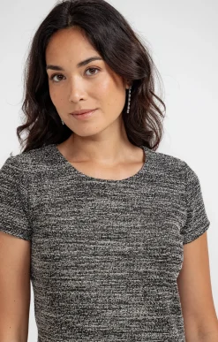 ROBE DROITE EN MAILLE TWEED -