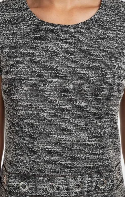 ROBE DROITE EN MAILLE TWEED -