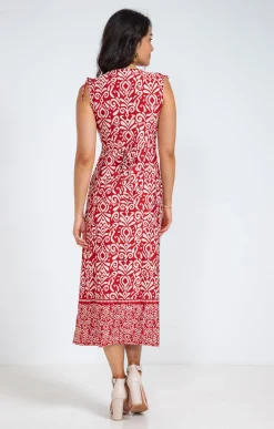 Robe en maille longue nouettes épaules -