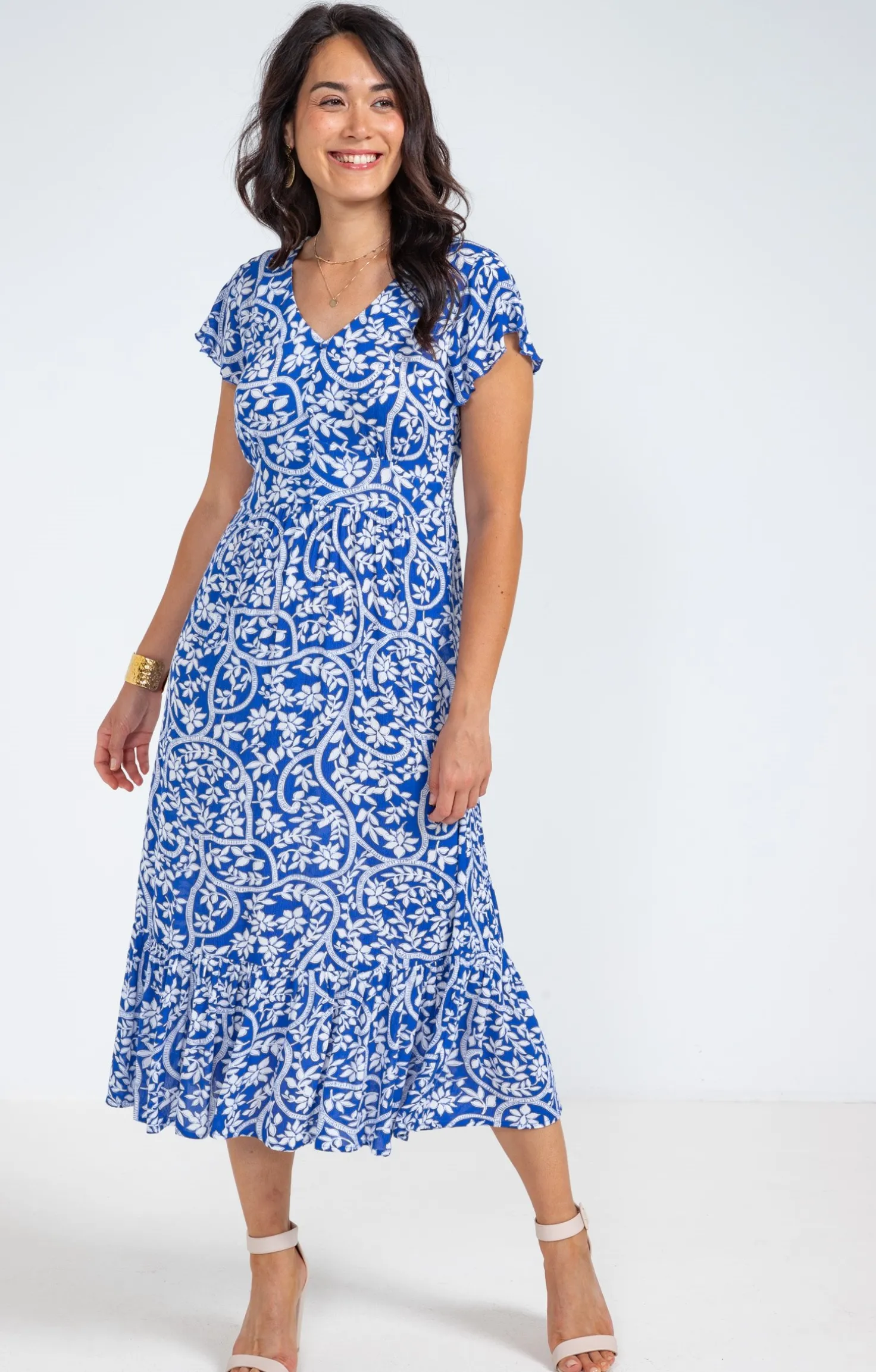 Robe longue en crépon viscose écovero -