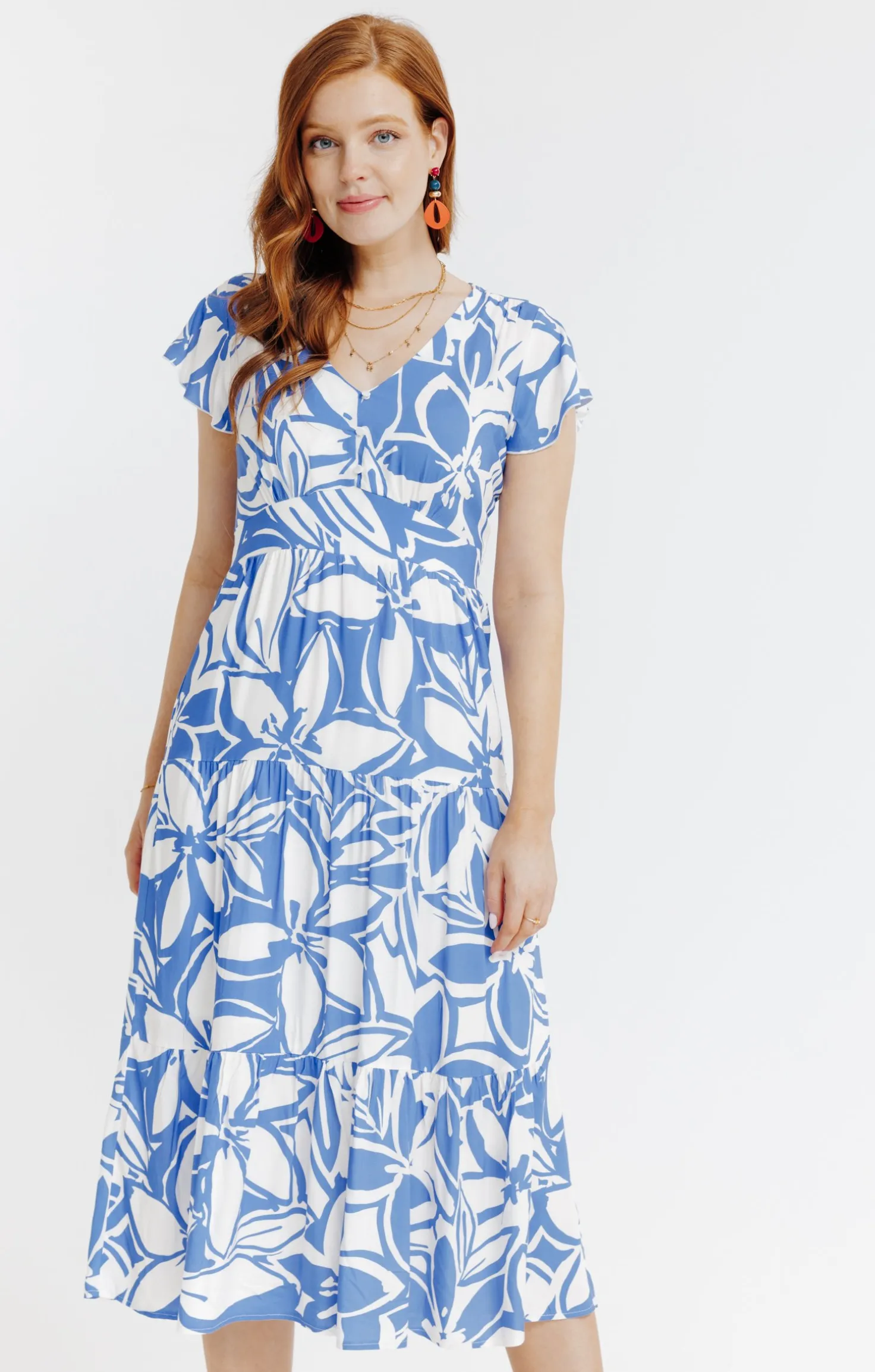 ROBE LONGUE IMPRIMEE DOUBLEE COTON -