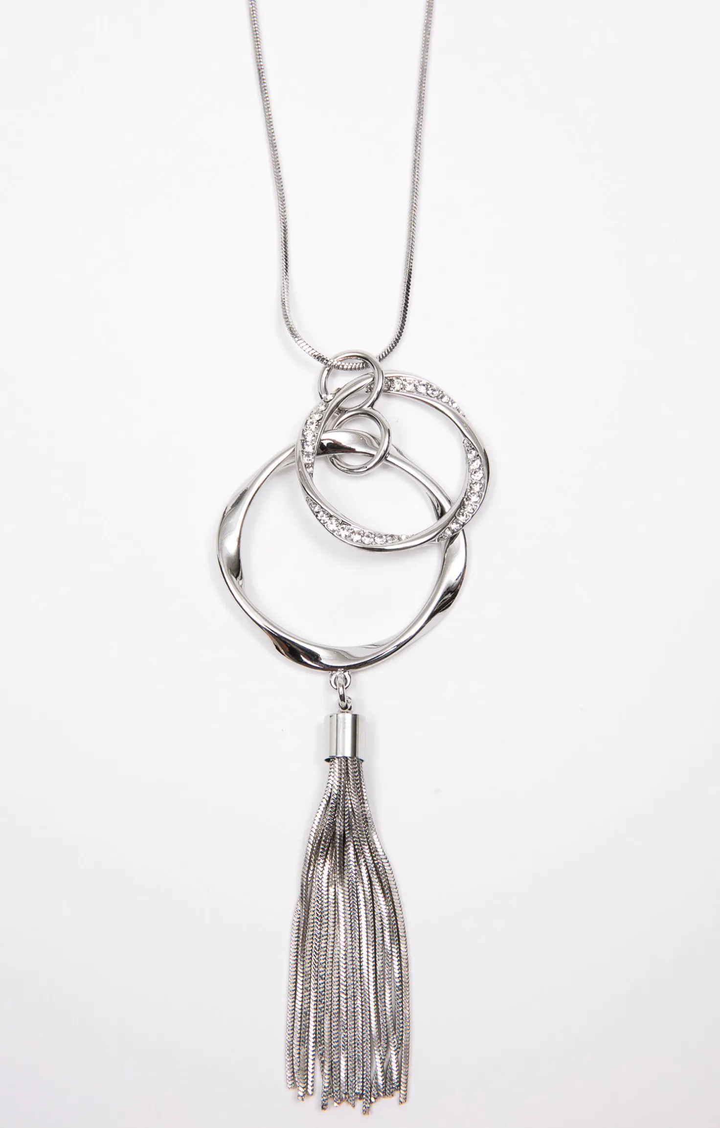 Sautoir pendentif double cercle -