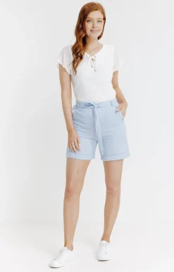 Short à revers avec ceinture à nouer -