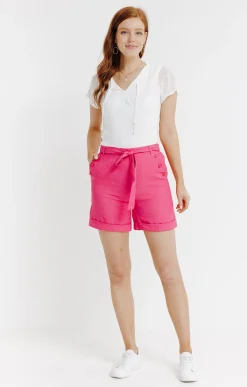 Short à revers avec ceinture à nouer -
