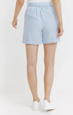 Short à revers avec ceinture à nouer -