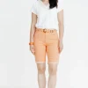 Short en coton et viscose ceinture rafia -