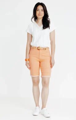 Short en coton et viscose ceinture rafia -