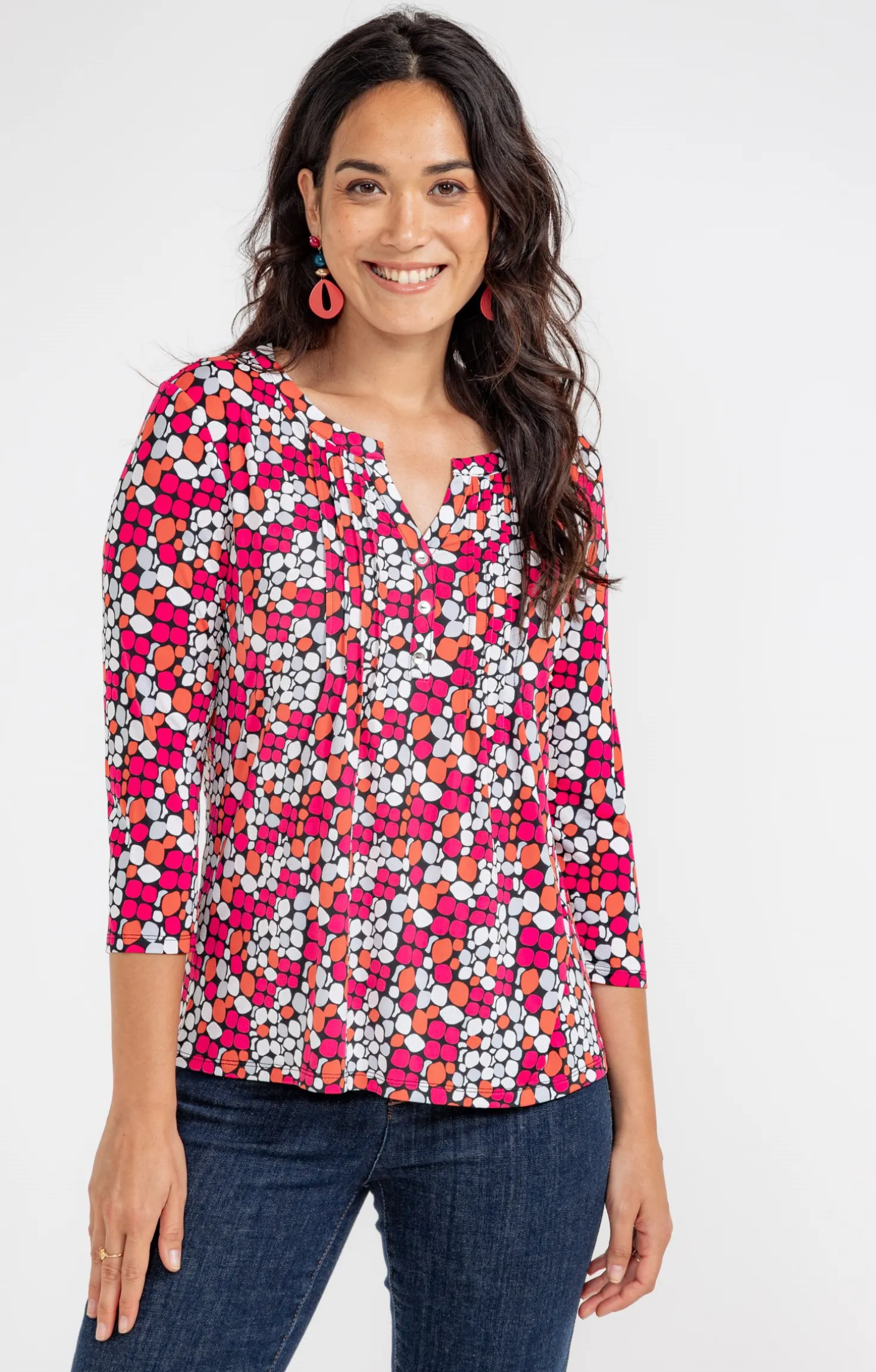 TEE-SHIRT COL MAO AVEC PLIS -
