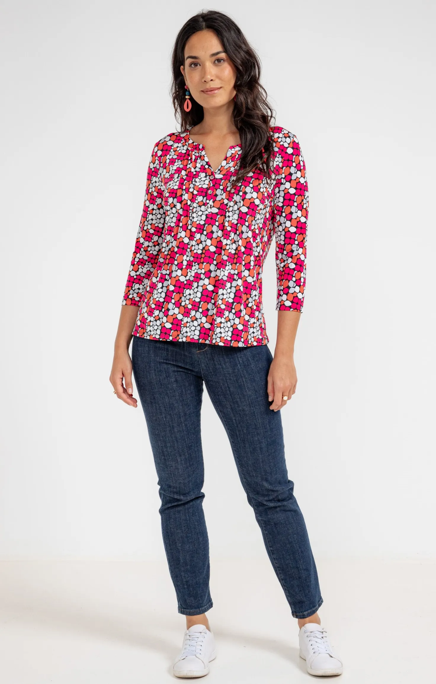 TEE-SHIRT COL MAO AVEC PLIS -