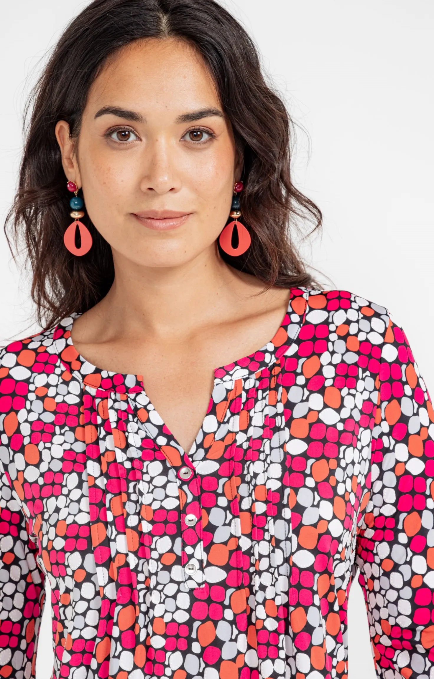 TEE-SHIRT COL MAO AVEC PLIS -