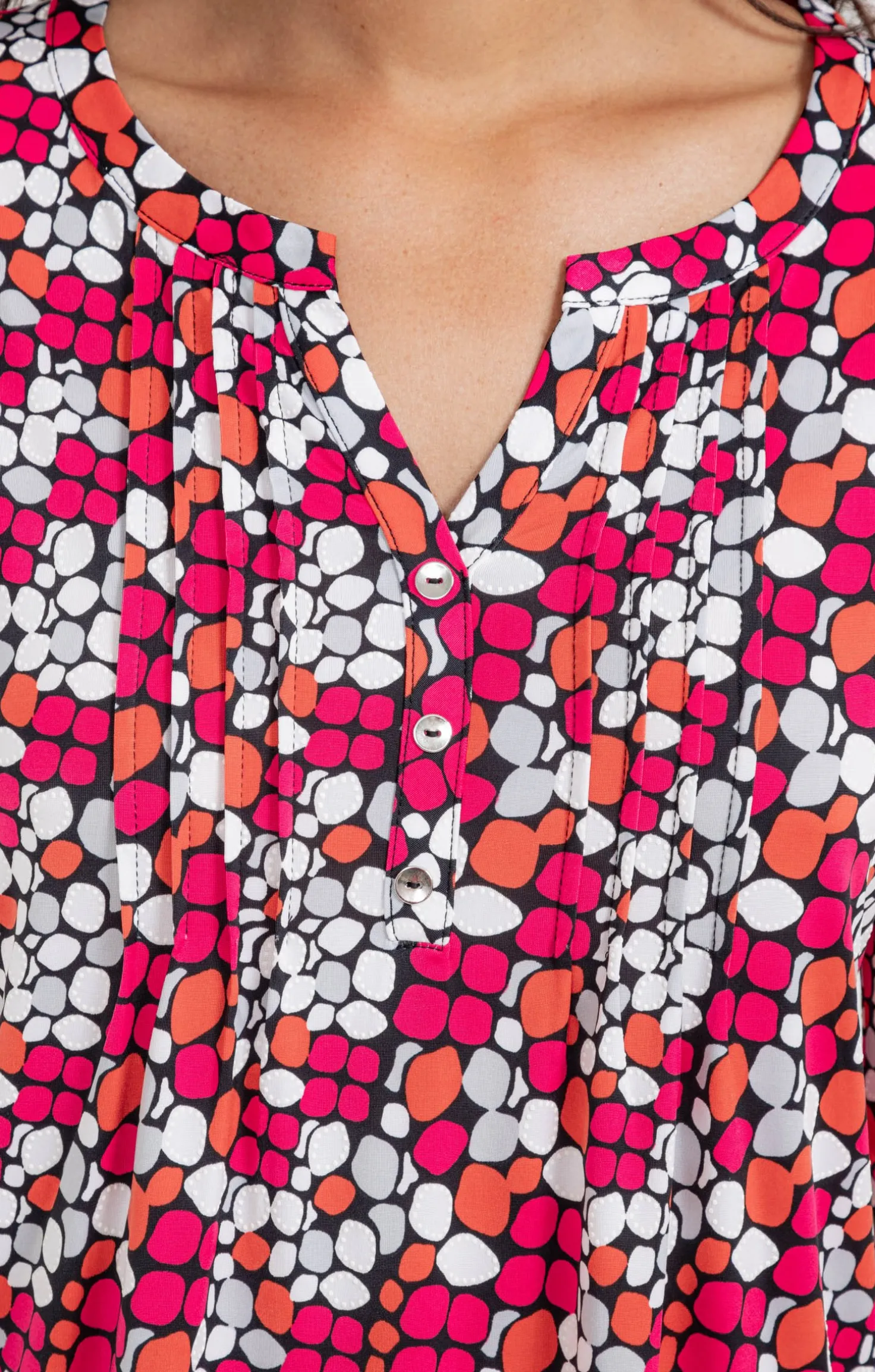 TEE-SHIRT COL MAO AVEC PLIS -