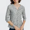 Tee-shirt col mao imprimé -