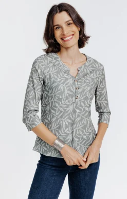 Tee-shirt col mao imprimé -